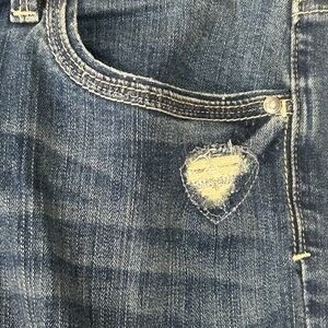 White House Black Market Jeans Blue Distressed Cropped Leg Sequined Size 14 WHBM